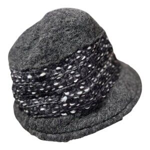 NEW Creativa Ladies Grey Wool Blend Hat Cloche Bucket Hat Made In Italy